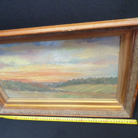 Картина маслом на фанере "Летний закат", размер полотна 47х28 см. Картинка 10
